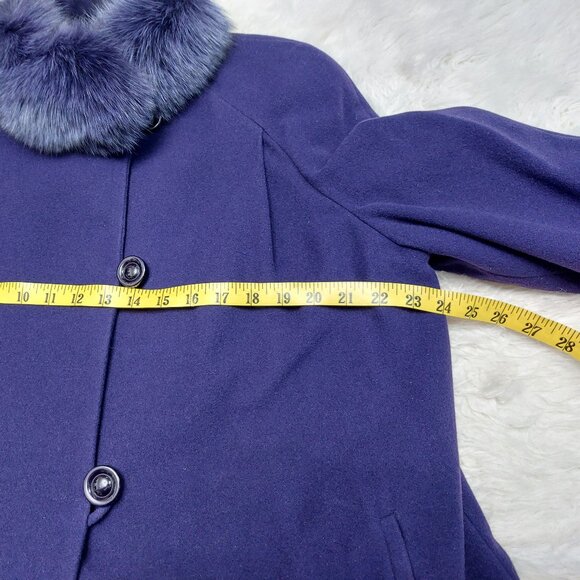 VTG Anna Collection Coat Women's Purple Australia Lamwool Blend Fox Fur Collar L - Picture 5 of 12